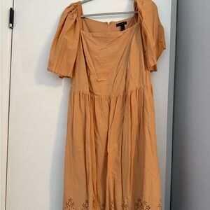 Lane Bryant Apricot Midi Dress with Puff Sleeves